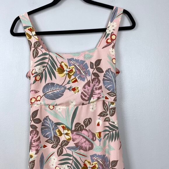 Lulus Island Sun Blush Pink Tropical‎ Print Tie-Back Midi Dress Open Back Small - Picture 4 of 9